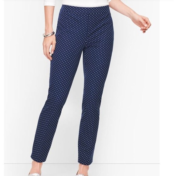 Talbots Garden Dot Chatham Ankle Pants-Size 8-Bi-Stretch-Twill-Welted Pockets - Picture 1 of 9